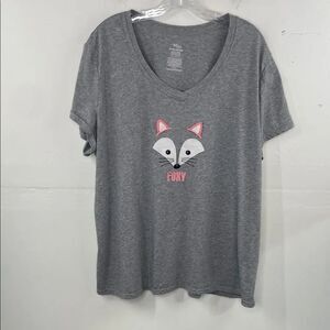Secret Treasures Medium Heather Gray Tee Foxy short sleeve v neck size 3X